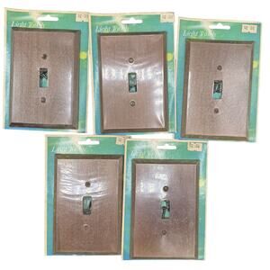 🪵 Light Touch Faux Wood Wall Plate Lot Vintage Retro Switch Cover MCM Home